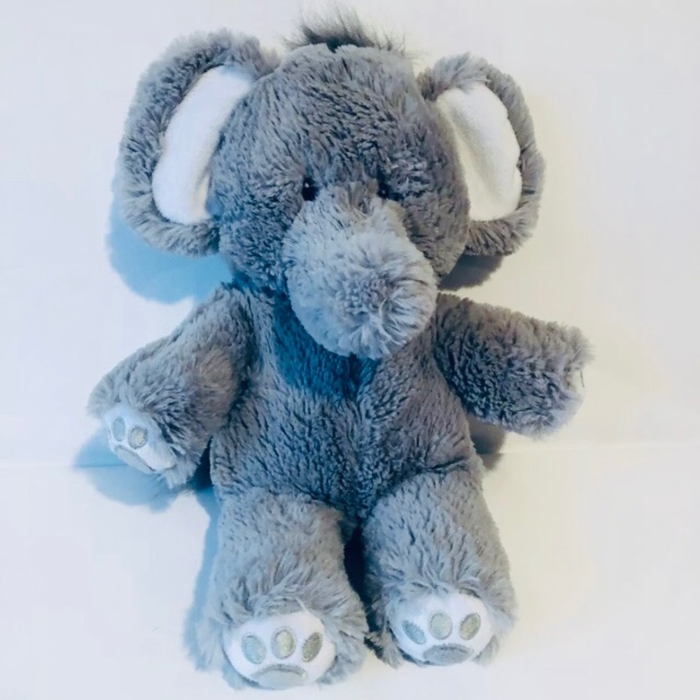 Little Miracles Stuff Animal Elephant Plush Grey With White Ears And Paws 14”